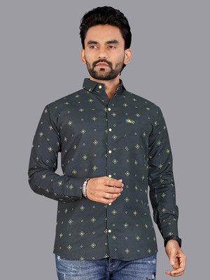 Stellalifestyle Men Printed Formal Black Shirt