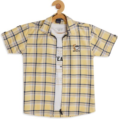 CAVIO Boys Checkered Casual Yellow Shirt(Pack of 2)