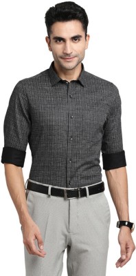 TURTLE Men Checkered Formal Black Shirt