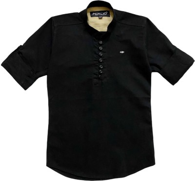 PEPILIO Boys Solid Casual Black Shirt