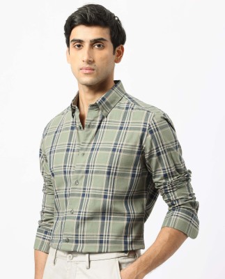 RARE RABBIT Men Checkered Casual Light Green, White, Dark Blue Shirt