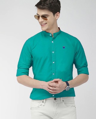 FUBAR Men Solid Casual Green Shirt