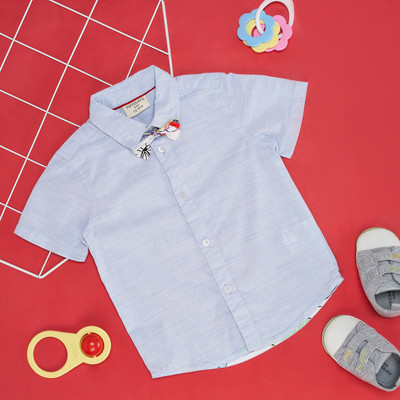 Pantaloons Baby Baby Boys Solid Casual Blue Shirt