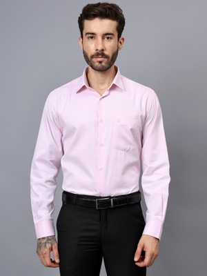 CANTABIL Men Self Design Formal Pink Shirt