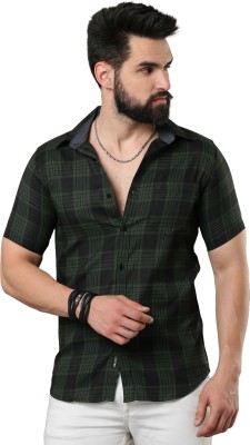 CAZZBA Men Checkered Casual Green, Black Shirt