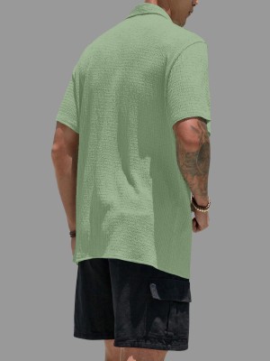 KHANJAN FASHION Men Self Design, Checkered Casual Light Green Shirt