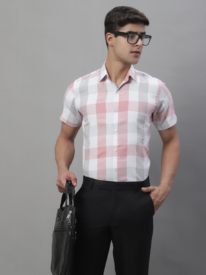 JAINISH Men Checkered Casual Pink Shirt
