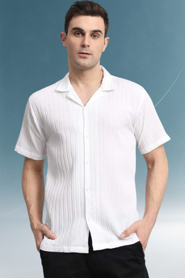 Dharamraj Fashion Men Self Design Casual White Shirt