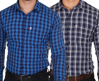 Marc Laurent Men Checkered Casual Multicolor Shirt(Pack of 2)