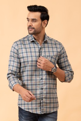 Sudan Men Checkered Casual Blue, Beige Shirt