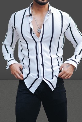 HouseOfCommon Men Striped Casual Black, White Shirt