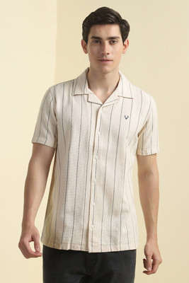 Allen Solly Men Striped Casual Beige Shirt