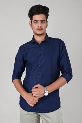 Tanip Men Solid Casual Blue Shirt