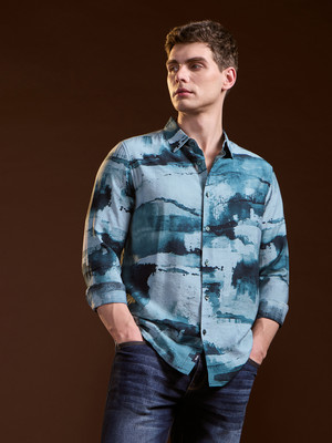 THE BEAR HOUSE Men Dyed/Ombre Casual Blue Shirt