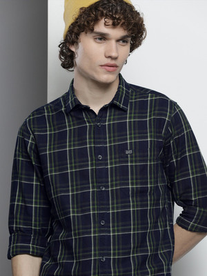 The Indian Garage Co. Men Checkered Casual Blue Shirt