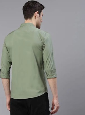 LRK Men Solid Casual Light Green Shirt