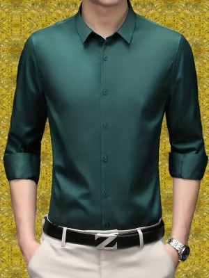 SATADHAR ENTERPRISE Men Solid Formal Green Shirt