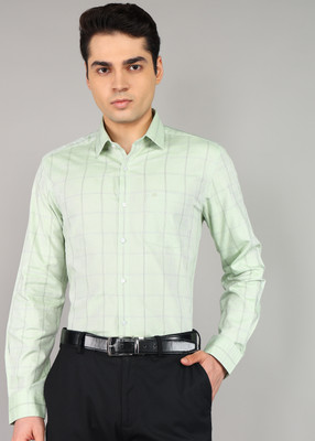 ARROW Men Checkered Formal Green Shirt