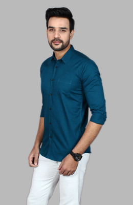 SNWARIYA Men Solid Casual Light Blue Shirt