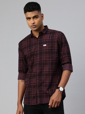 Majestic Man Men Checkered Casual Purple Shirt