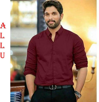 Dadatradings Men Self Design Casual Maroon Shirt