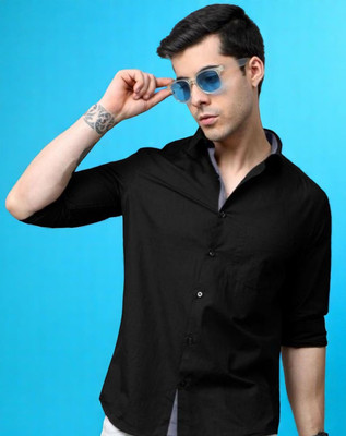 Mantratextile Hubb Men Self Design Casual Black Shirt(Pack of 2)