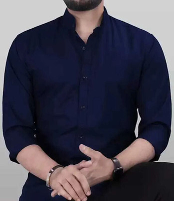 Neviq Trend Men Solid Casual Blue Shirt