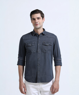 Cool Colors Men Solid Casual Grey Shirt