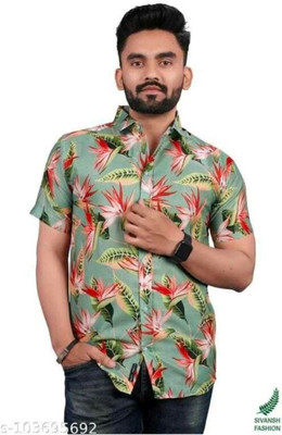 ISUEL FAB Men Printed Casual Green Shirt