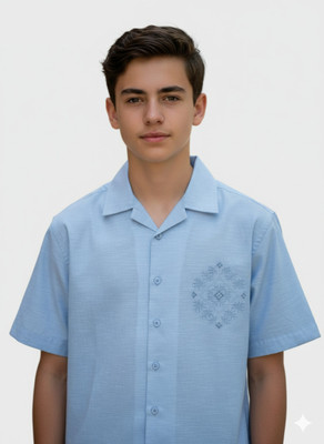 FABFARM Boys Solid Beach Wear Light Blue Shirt