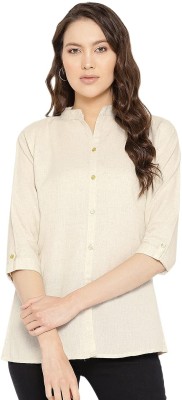 DEIFIC Women Solid Casual Beige Shirt