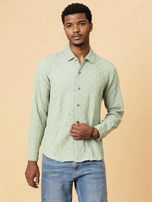 KOTTY Men Self Design Casual Green Shirt