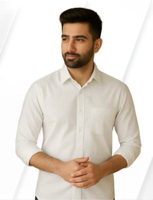 Nextfit Men Solid Casual White Shirt