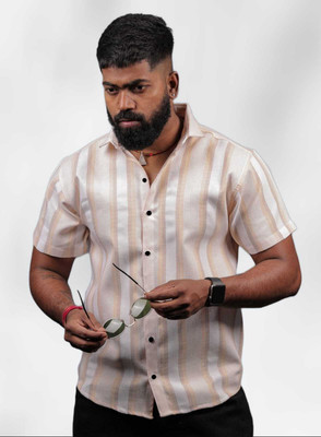 HEJAMAA CREATION Men Self Design Casual Orange Shirt
