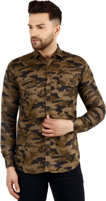 Voroxy Men Military Camouflage Casual Khaki Shirt