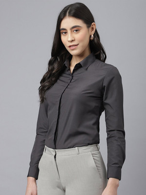 ZAINAB CREATIONS Women Solid Formal Grey Shirt