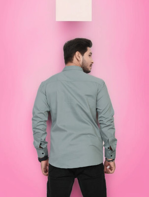 U AND J TREND Men Printed Casual Light Green Shirt