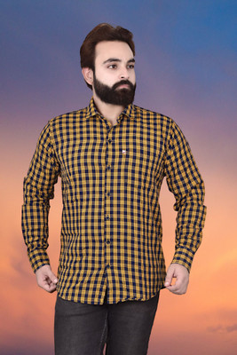 VK WINTER WEAR Men Striped Casual Black, Yellow Shirt