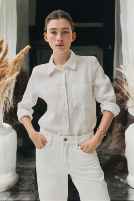 The Trending Company Women Solid Casual White Shirt