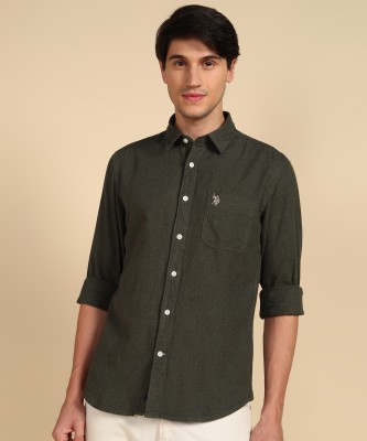 U.S. Polo Assn. Denim Co. Men Solid Casual Light Green Shirt