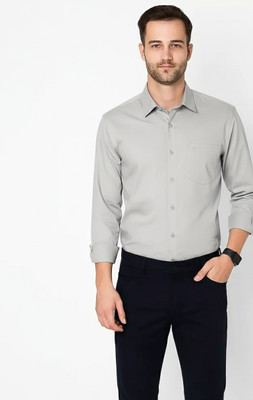 trinay creations Men Solid Casual Grey Shirt