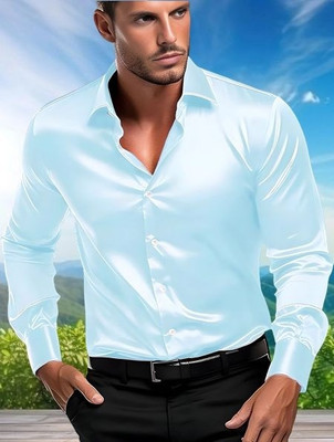 BS Enterprise Men Solid Casual Light Blue Shirt