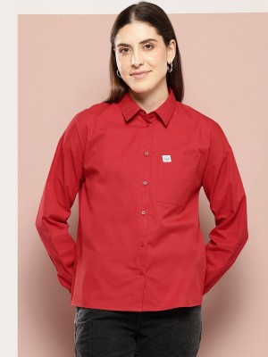 HARVARD Women Solid Casual Red Shirt