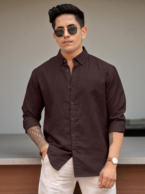 Yanthi Trend Men Solid Casual Purple Shirt