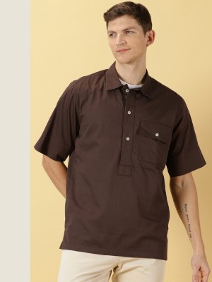 THOMAS SCOTT Men Solid Casual Brown Shirt