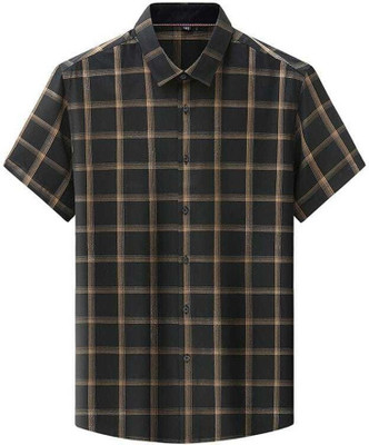 KRISHNA FASHIION TREND Men Checkered Casual Brown Shirt