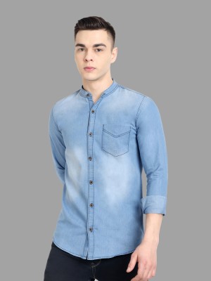 Carbonn Cloth Men Washed Casual Light Blue Shirt