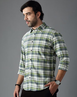 OTUS Men Checkered Casual Green Shirt
