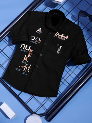 KILLER Boys Printed Casual Black Shirt