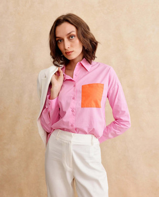 RAREISM Women Solid Party Pink Shirt
